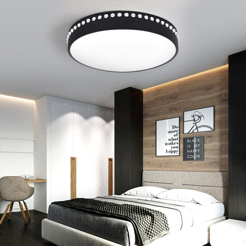 Modern Acrylic Flush Mount Drum Ceiling Light Fixture, LED, Black/White/Grey, Warm/White Light, 14"/18"/21.5" Dia