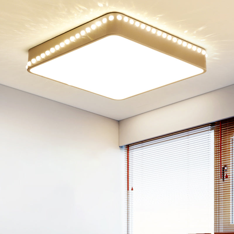 Modern Acrylic LED Ceiling Lamp with Crystal Accents - Available in Black, White, and Gold Finish, 18"/21.5" Square Flush Mount with Warm or White Light