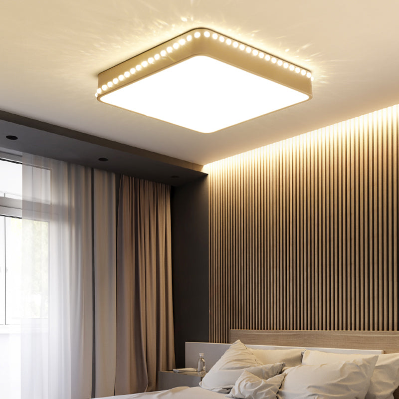 Modern Acrylic LED Ceiling Lamp with Crystal Accents - Available in Black, White, and Gold Finish, 18"/21.5" Square Flush Mount with Warm or White Light