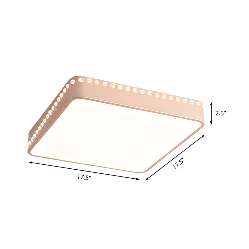 Modern Acrylic LED Ceiling Lamp with Crystal Accents - Available in Black, White, and Gold Finish, 18"/21.5" Square Flush Mount with Warm or White Light