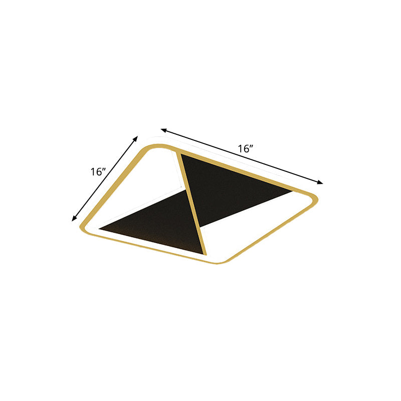 Square Flush Mount Metal LED Ceiling Light Fixture in Gold, 16"/19.5" Wide - Simplicity Combined for Bedroom