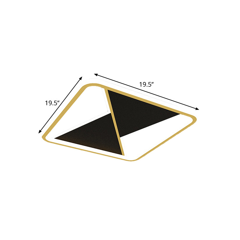 Square Flush Mount Metal LED Ceiling Light Fixture in Gold, 16"/19.5" Wide - Simplicity Combined for Bedroom