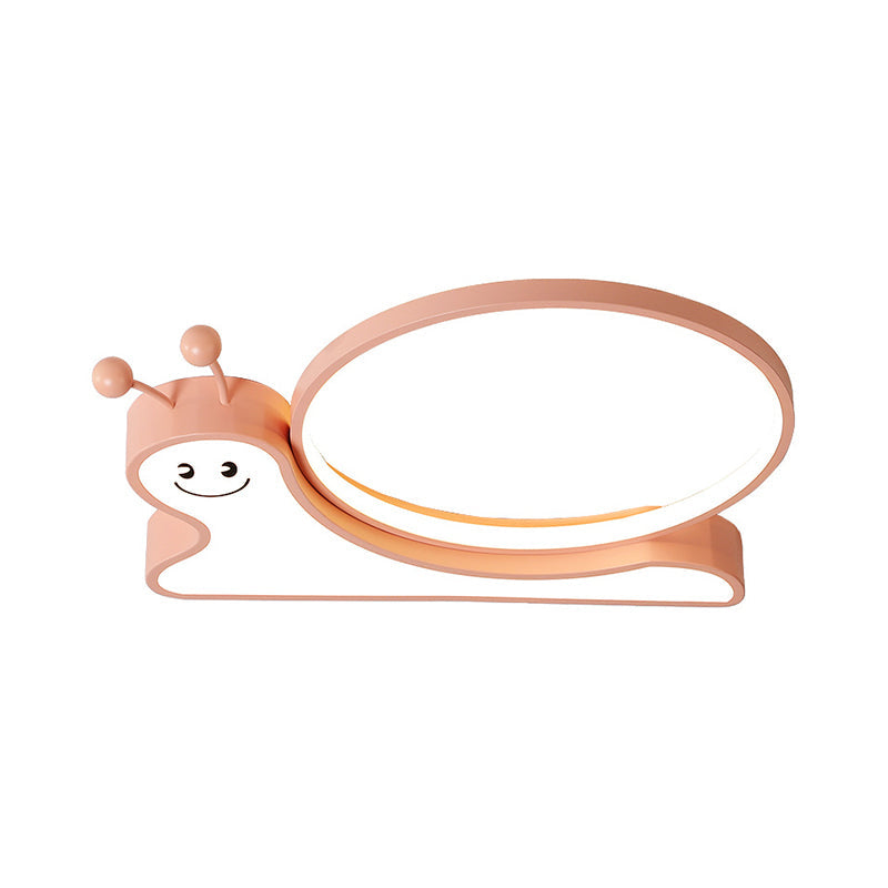Snail Design LED Flush Light Fixture - Acrylic Cartoon Lamp in Warm/White Light (Pink/Blue)