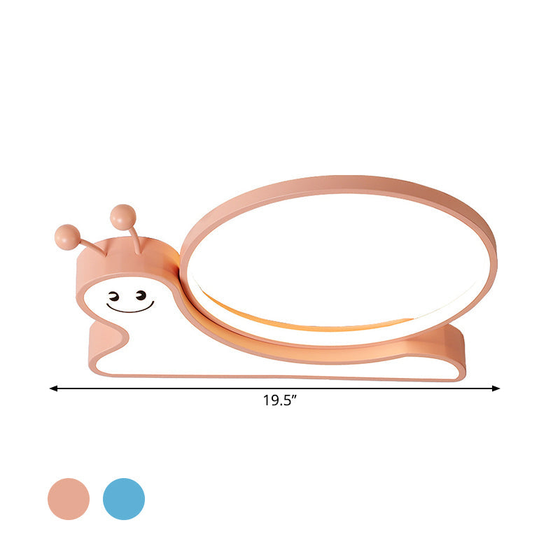 Snail Design LED Flush Light Fixture - Acrylic Cartoon Lamp in Warm/White Light (Pink/Blue)