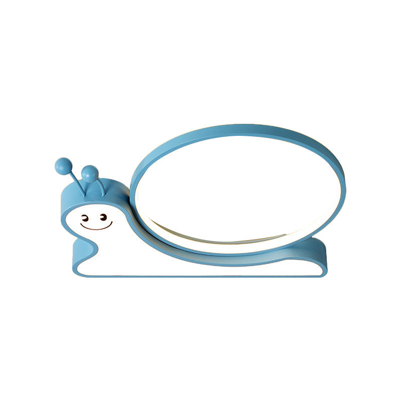 Snail Design LED Flush Light Fixture - Acrylic Cartoon Lamp in Warm/White Light (Pink/Blue)