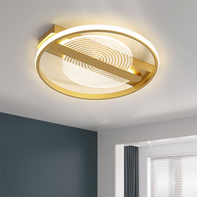 Contemporary Gold LED Flush Mount Lamp - 16.5"/20.5" Wide, Warm/White Light