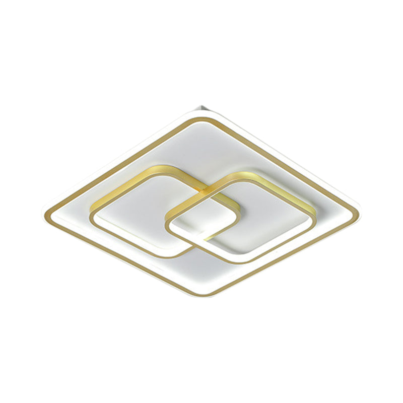 Modernist Black/Gold Square Flush Mount Lamp - 16.5"/20.5" LED Metallic Ceiling Fixture in Warm/White Light