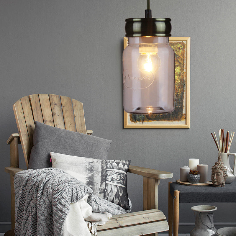 Vintage Black Glass Ceiling Pendant Light - One-Light Jar-Shaped Hanging Lamp For Indoor Use