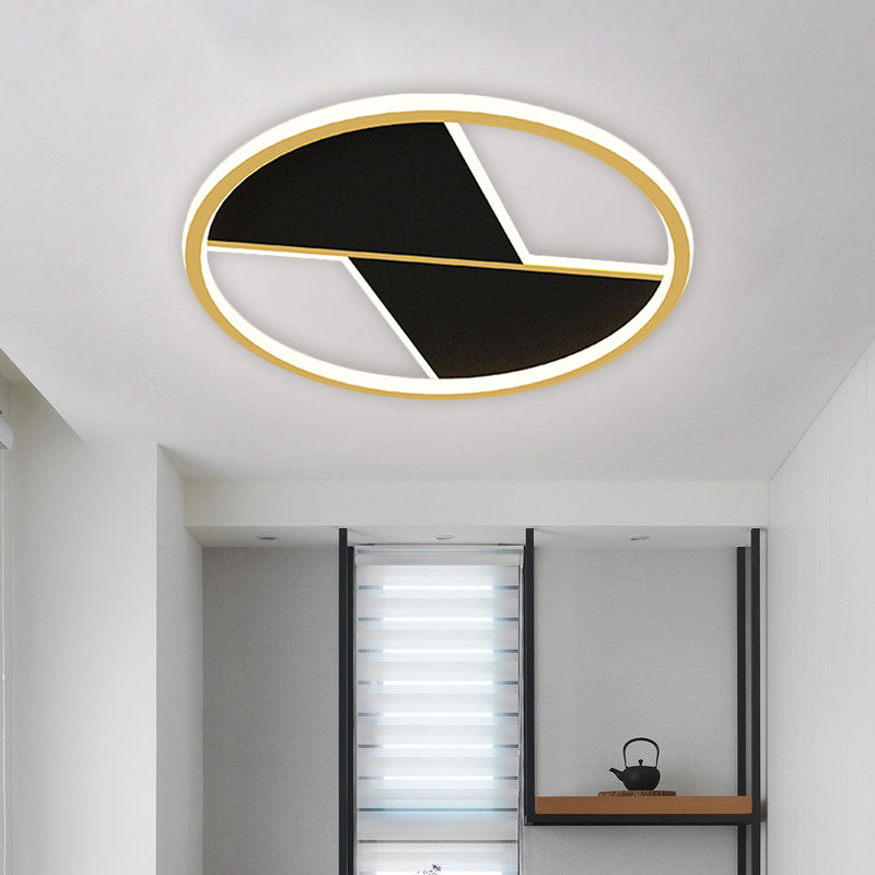 Black Splicing Flush Lamp: 16"/19.5" Modernist LED Ceiling Light Fixture for Bedroom