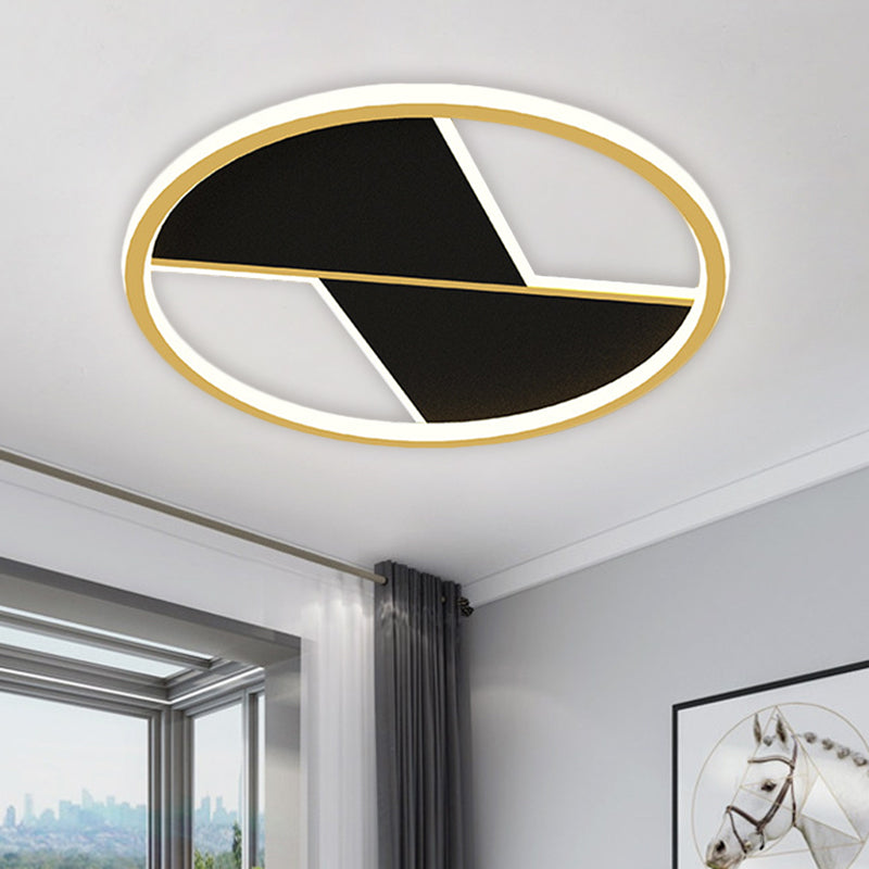 Black Splicing Flush Lamp: 16"/19.5" Modernist LED Ceiling Light Fixture for Bedroom