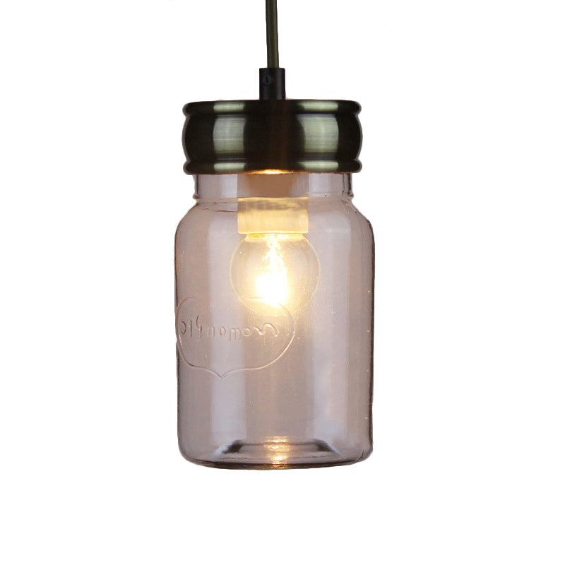 Vintage Black Glass Ceiling Pendant Light - One-Light Jar-Shaped Hanging Lamp For Indoor Use