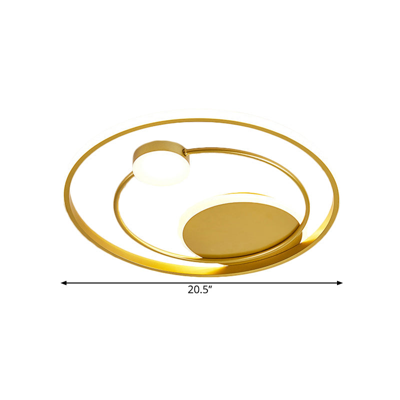 Gold Dual Ring LED Metallic Flush Mount Lighting, 16.5"/20.5" Wide - Simple & Elegant Ceiling Fixture