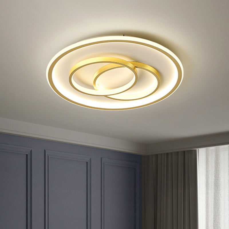 Black/Gold Metallic Crossed Ring LED Ceiling Light - Warm/White, 16.5"/20.5" W