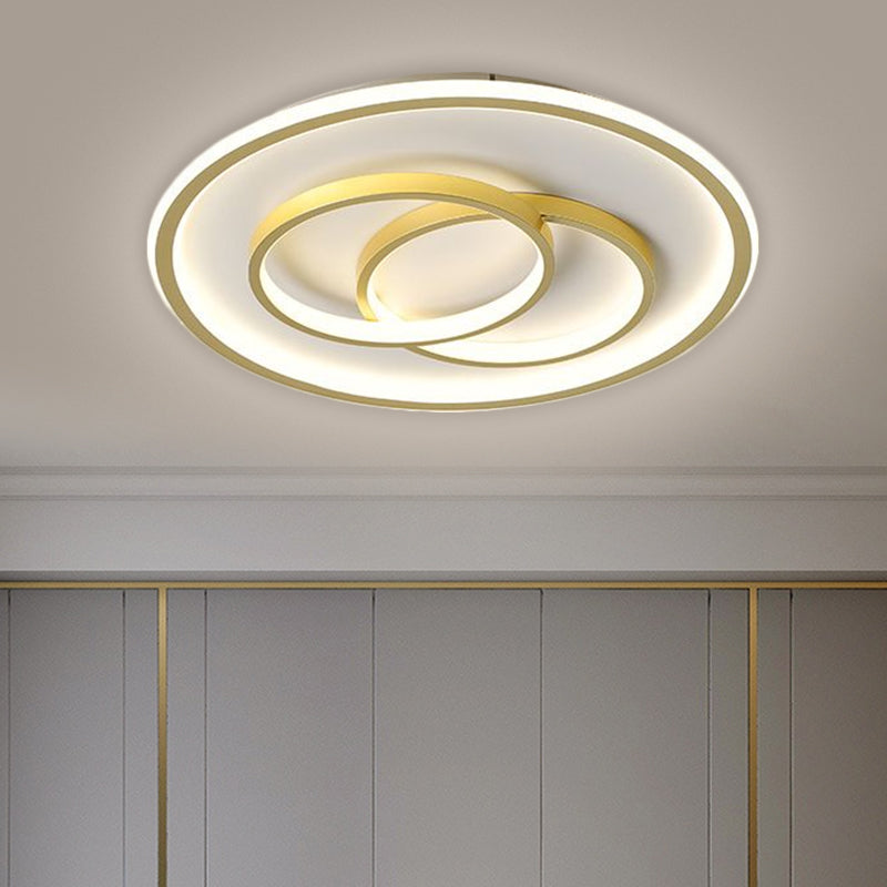 Black/Gold Metallic Crossed Ring LED Ceiling Light - Warm/White, 16.5"/20.5" W