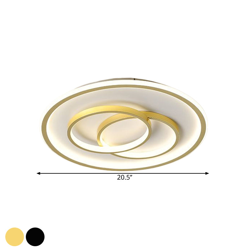 Black/Gold Metallic Crossed Ring LED Ceiling Light - Warm/White, 16.5"/20.5" W