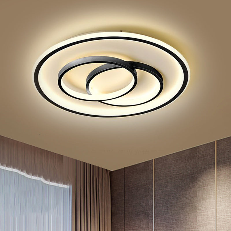 Black/Gold Metallic Crossed Ring LED Ceiling Light - Warm/White, 16.5"/20.5" W