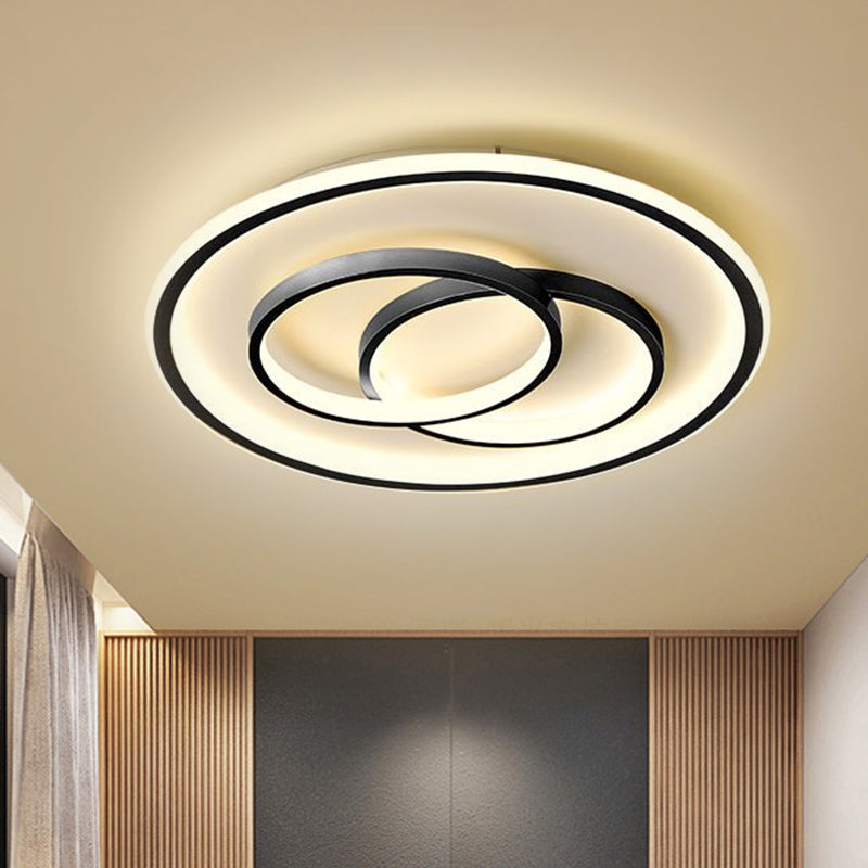 Black/Gold Metallic Crossed Ring LED Ceiling Light - Warm/White, 16.5"/20.5" W