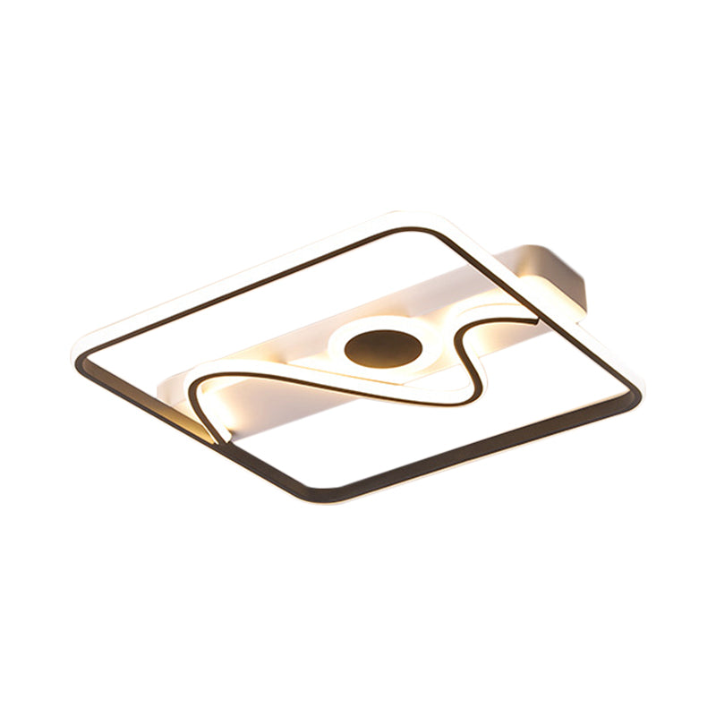 Contemporary Black Square Frame LED Flush Mount Ceiling Light - 16"/19.5"/23.5" - Warm/White Light
