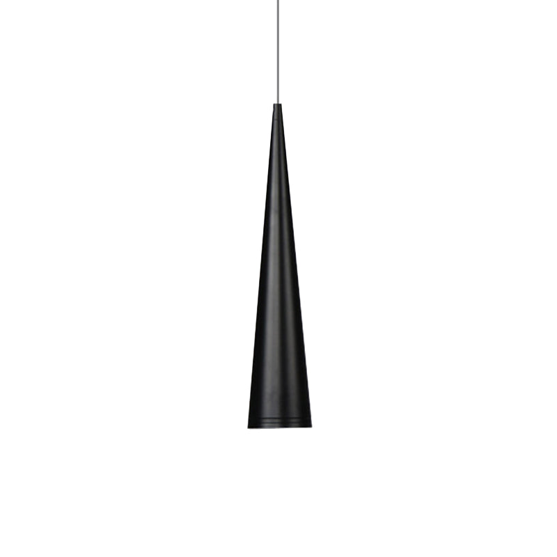 Suspension LED conique moderne blanche/noire pour salle à manger - Luminaire en métal blanc/chaud