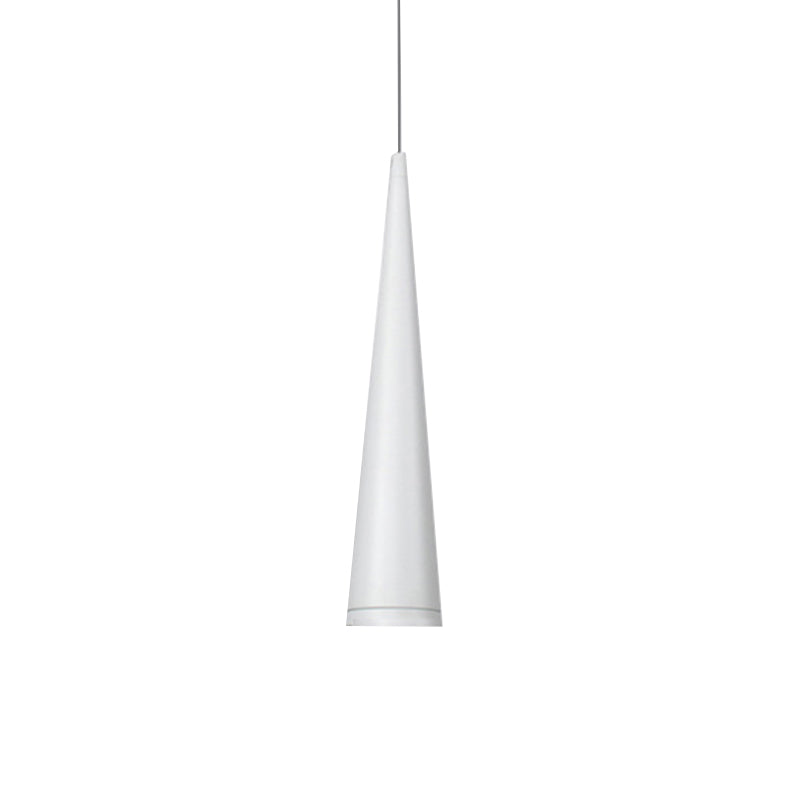 Suspension LED conique moderne blanche/noire pour salle à manger - Luminaire en métal blanc/chaud