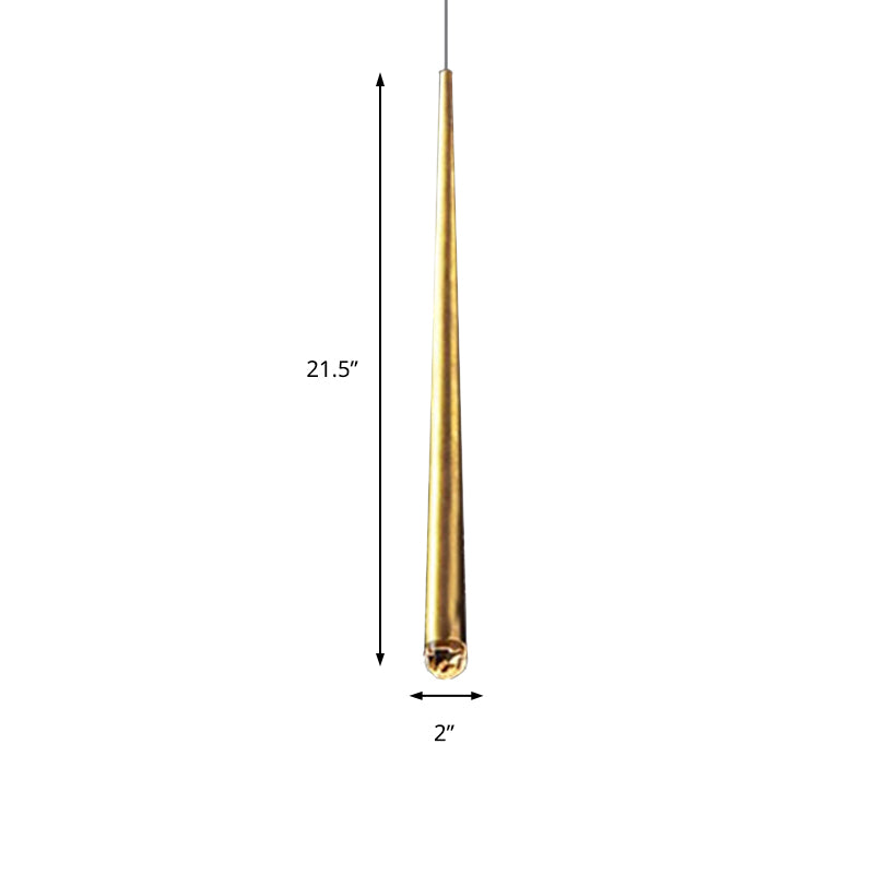 Minimalist Tapered Ceiling Light: Black/Brass Led Pendant Fixture For Living Room With Adjustable