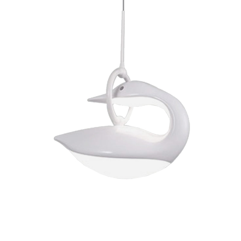 Swan Hanging Light Fixture- Brown/Gold/White Acrylic Shade Led Ceiling - Post Modern Design Third