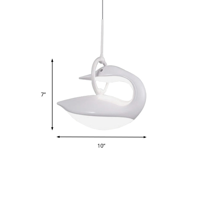 Swan Hanging Light Fixture- Brown/Gold/White Acrylic Shade Led Ceiling - Post Modern Design Third