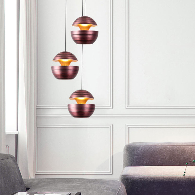 Nordic Purple Globe Metal Pendant Ceiling Light - 1-Light Hanging Fixture for Dining Room