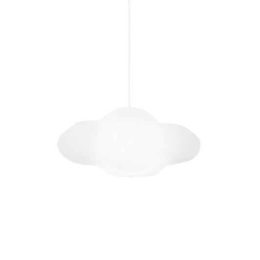 Modern White Cloud Pendant Light For Bedroom - Warm/White Led Pe Material 1-Light