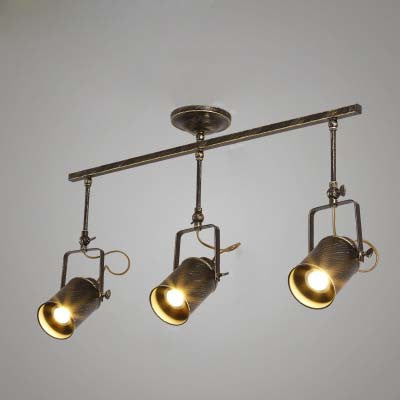 Vintage Style Bronze/Gold Finish Semi Flush Mount Ceiling Light with Cylindrical Shade – Ideal for Restaurants