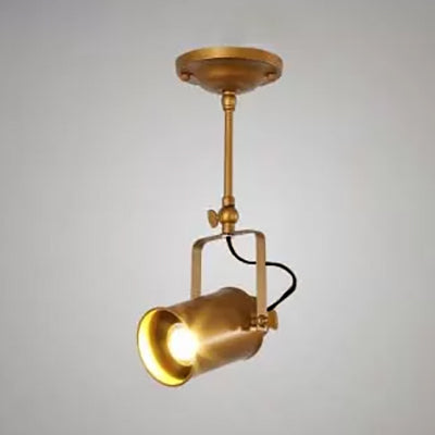 Vintage Style Bronze/Gold Finish Semi Flush Mount Ceiling Light with Cylindrical Shade – Ideal for Restaurants
