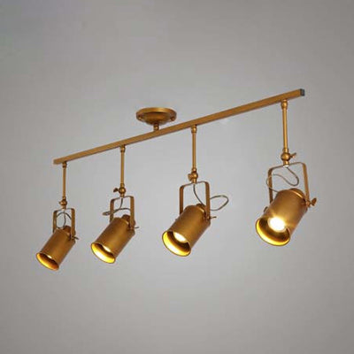 Vintage Style Bronze/Gold Finish Semi Flush Mount Ceiling Light with Cylindrical Shade – Ideal for Restaurants