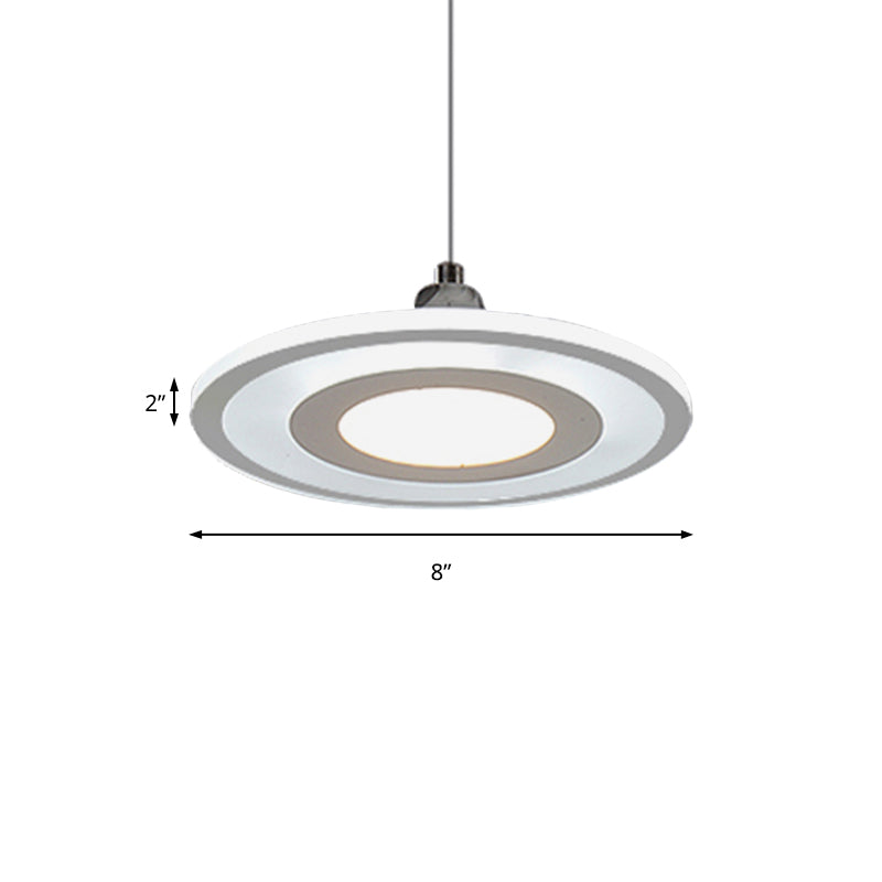 Contemporary Led Drop Pendant With White Acrylic Shade - Warm/White Light