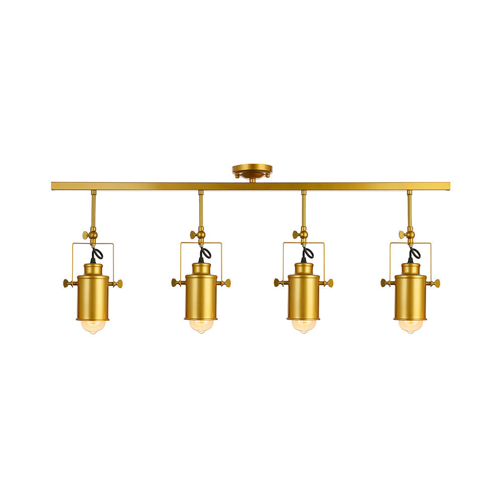 Vintage Style Bronze/Gold Finish Semi Flush Mount Ceiling Light with Cylindrical Shade – Ideal for Restaurants