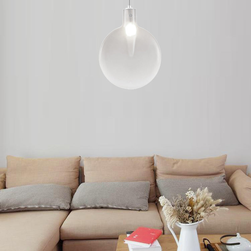 Nordic Glass Suspension Pendant - 1 Light Sliver Ball Hanging Ceiling In Brown/Green/Yellow For
