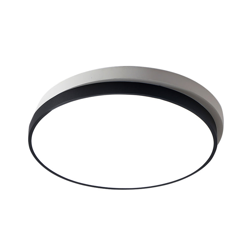 Modern Metal Flush Mount Ceiling Light Fixture with LED, Acrylic Shade - Black, 11"/15"/19" Diameter