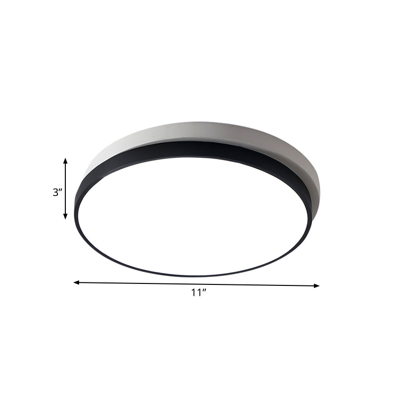 Modern Metal Flush Mount Ceiling Light Fixture with LED, Acrylic Shade - Black, 11"/15"/19" Diameter