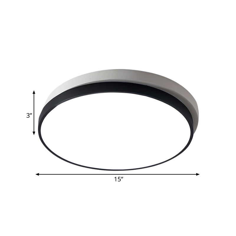 Modern Metal Flush Mount Ceiling Light Fixture with LED, Acrylic Shade - Black, 11"/15"/19" Diameter