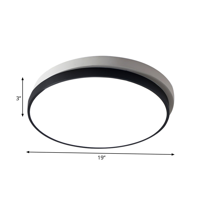 Modern Metal Flush Mount Ceiling Light Fixture with LED, Acrylic Shade - Black, 11"/15"/19" Diameter