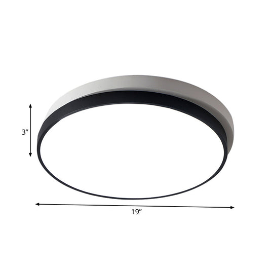 Modern Metal Flush Mount Ceiling Light Fixture With Led Acrylic Shade - Black 11/15/19 Diameter