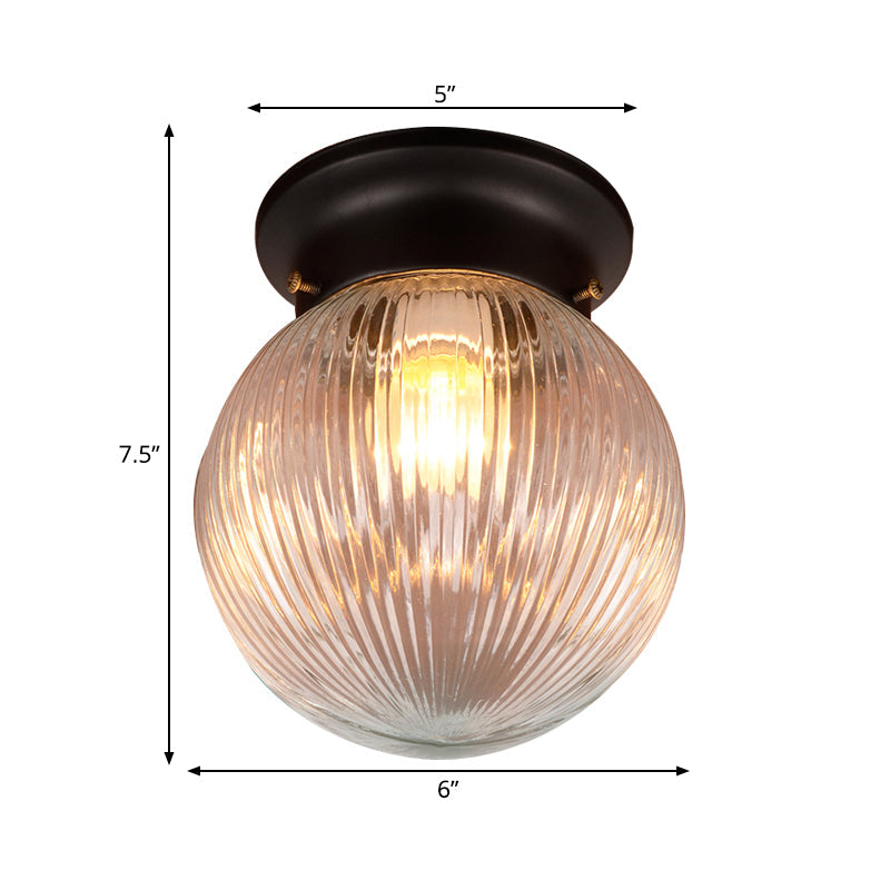 Modern Black Ball Flush Mount Ceiling Light with Clear Glass - 1 Light Fixture