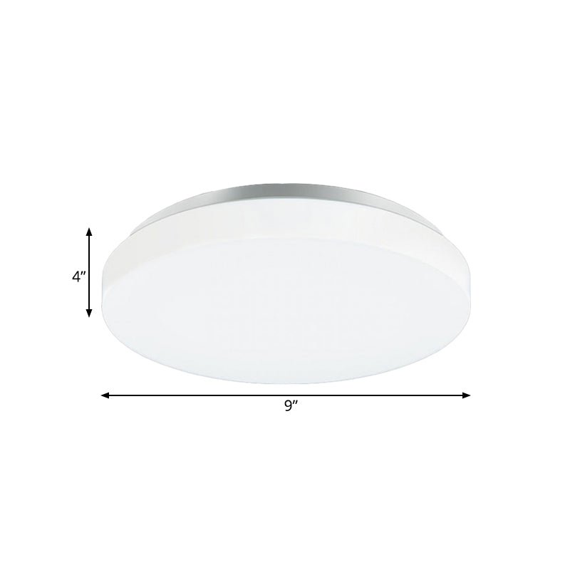 Modern Round LED Ceiling Light with Acrylic Shade - Metal White, 7.5"/9"/12" Dia - Flush Mount Fixture for Bedroom