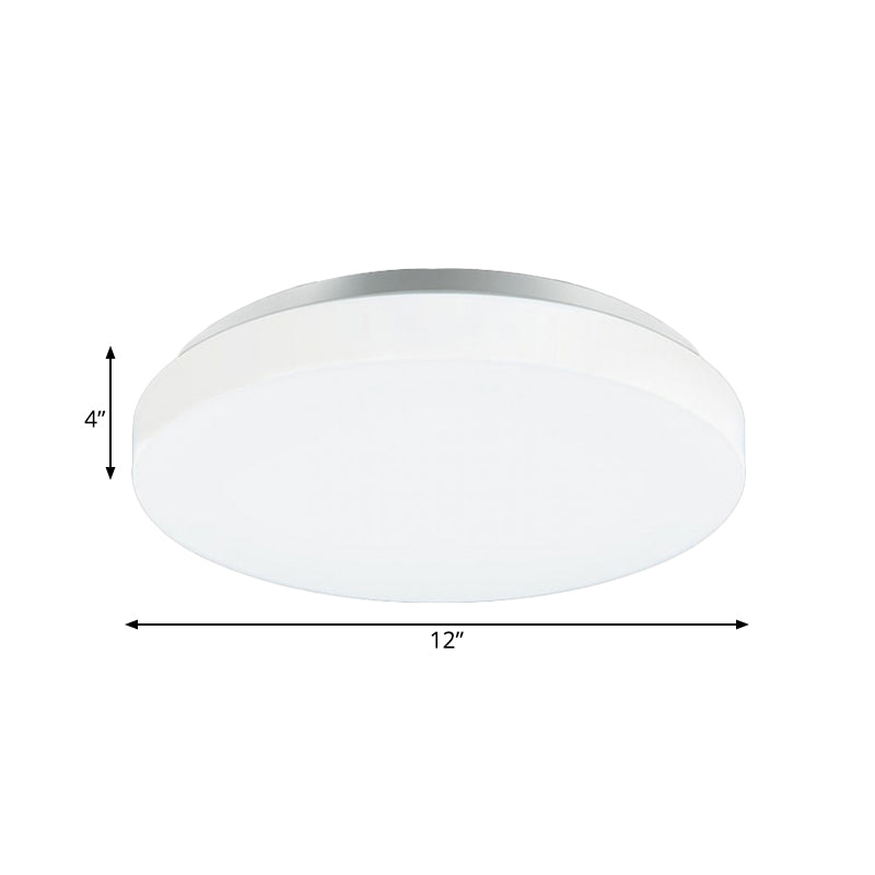 Modern Round LED Ceiling Light with Acrylic Shade - Metal White, 7.5"/9"/12" Dia - Flush Mount Fixture for Bedroom