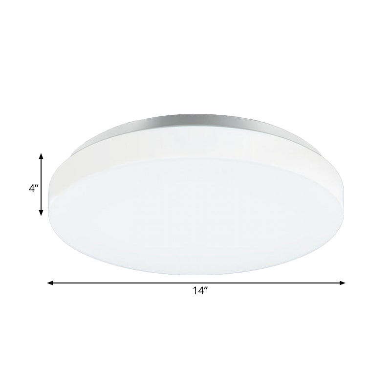 Modern Round LED Ceiling Light with Acrylic Shade - Metal White, 7.5"/9"/12" Dia - Flush Mount Fixture for Bedroom