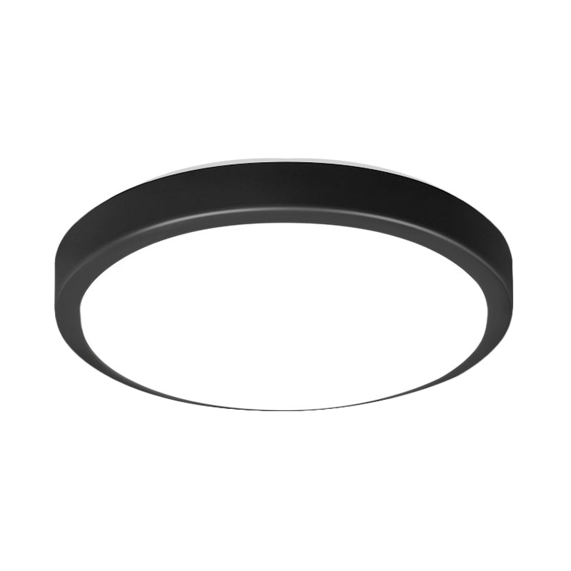Contemporary LED Flush Mount Ceiling Light in Black with Acrylic Shade, Warm/White, 10.5-16" Diameter for Living Room