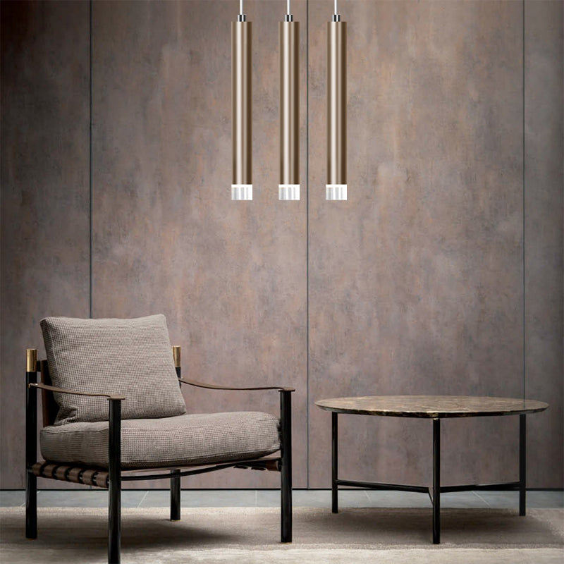 Modern Slim Metal Pendant Light in Black/Gold with Warm/White LED - 12"/19.5"/23.5" Height