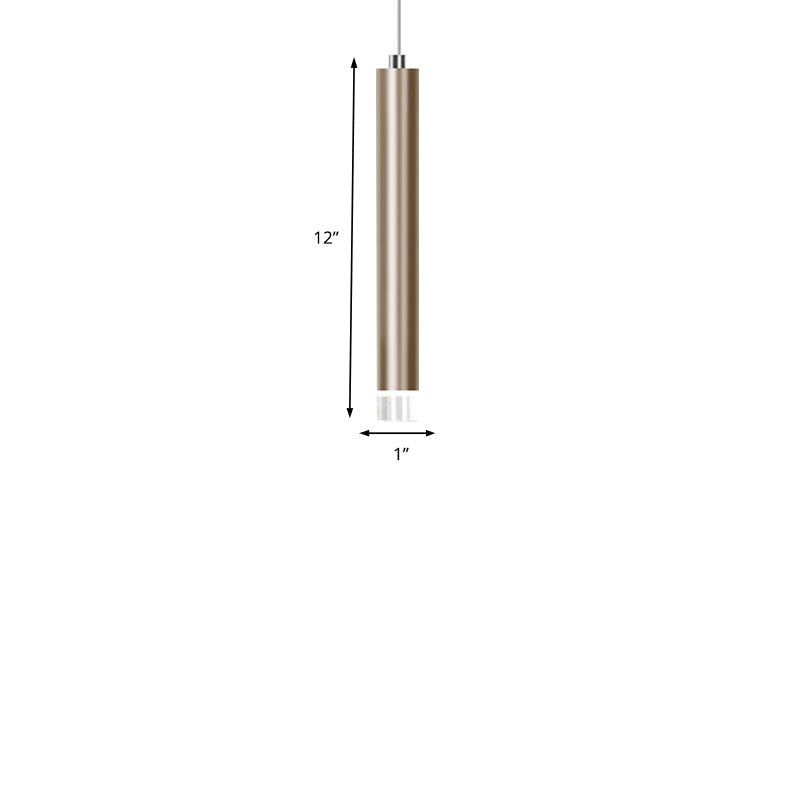 Modern Slim Metal Pendant Light in Black/Gold with Warm/White LED - 12"/19.5"/23.5" Height