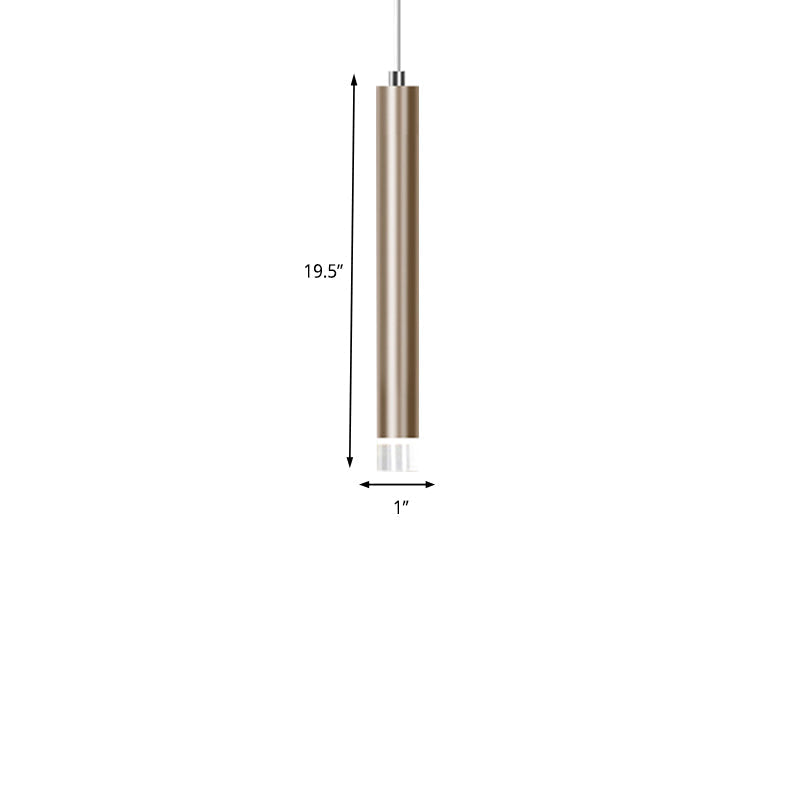 Modern Slim Metal Pendant Light in Black/Gold with Warm/White LED - 12"/19.5"/23.5" Height