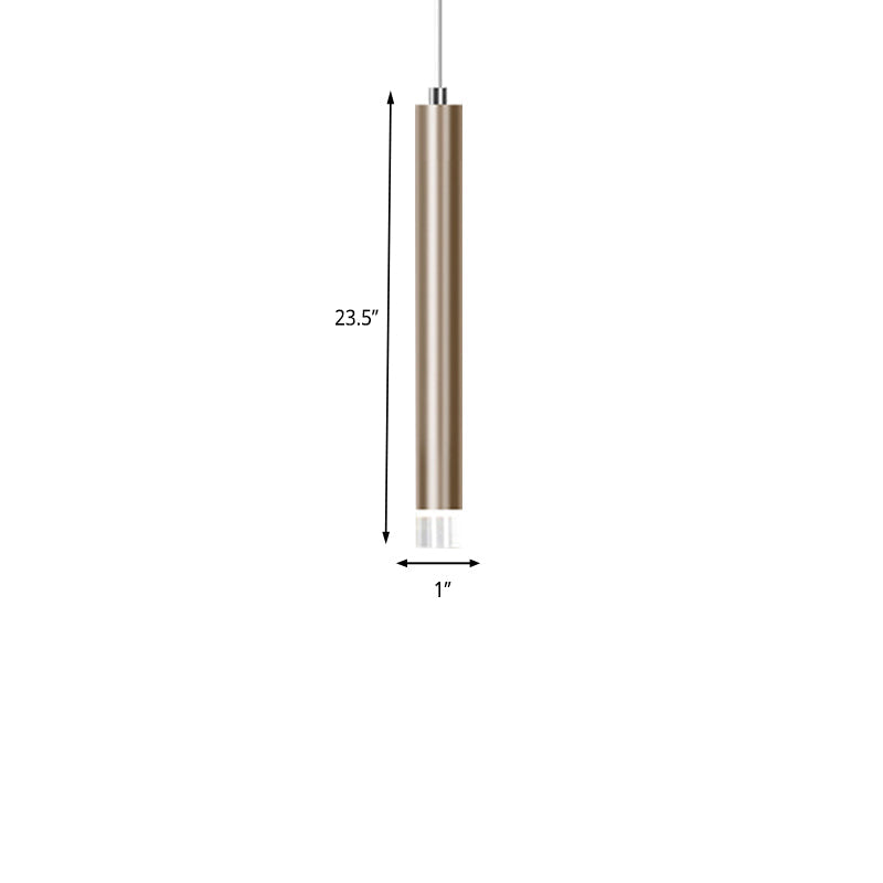 Modern Slim Metal Pendant Light in Black/Gold with Warm/White LED - 12"/19.5"/23.5" Height
