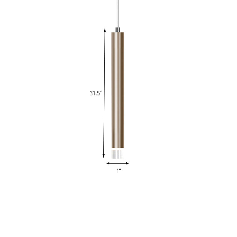 Modern Slim Metal Pendant Light in Black/Gold with Warm/White LED - 12"/19.5"/23.5" Height